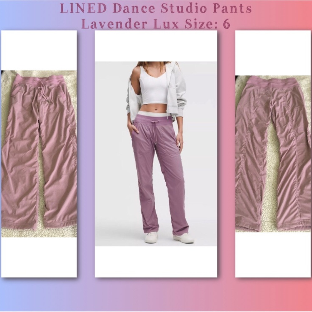 EUC Lululemon Dance Studio Lined Mid Rise Jogger Pants Lavender Lux Small 6